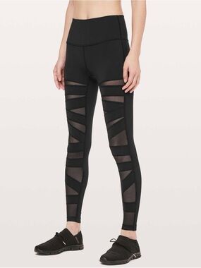 lululemon athletica Black High-Rise Mesh Panel Leggings